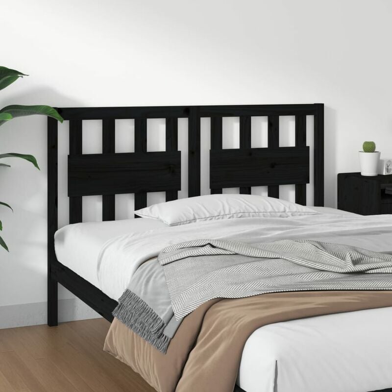 VidaXL Testiera per Letto Nera 125,5x4x100cm in Legno Massello di Pino