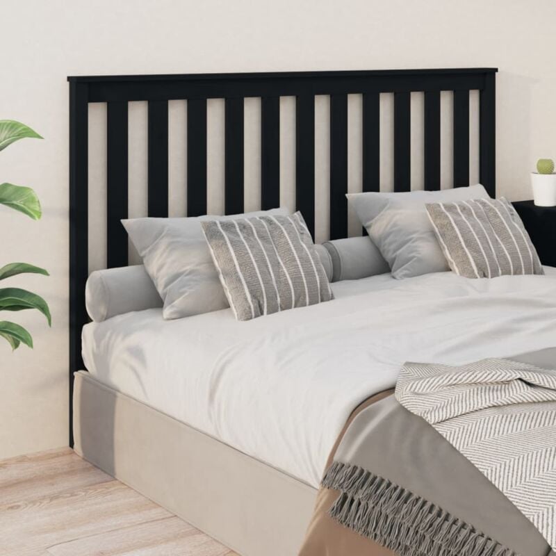 Testiera per Letto, Schienale del letto Nera 166x6x101 cm in Legno Massello di Pino vidaXL