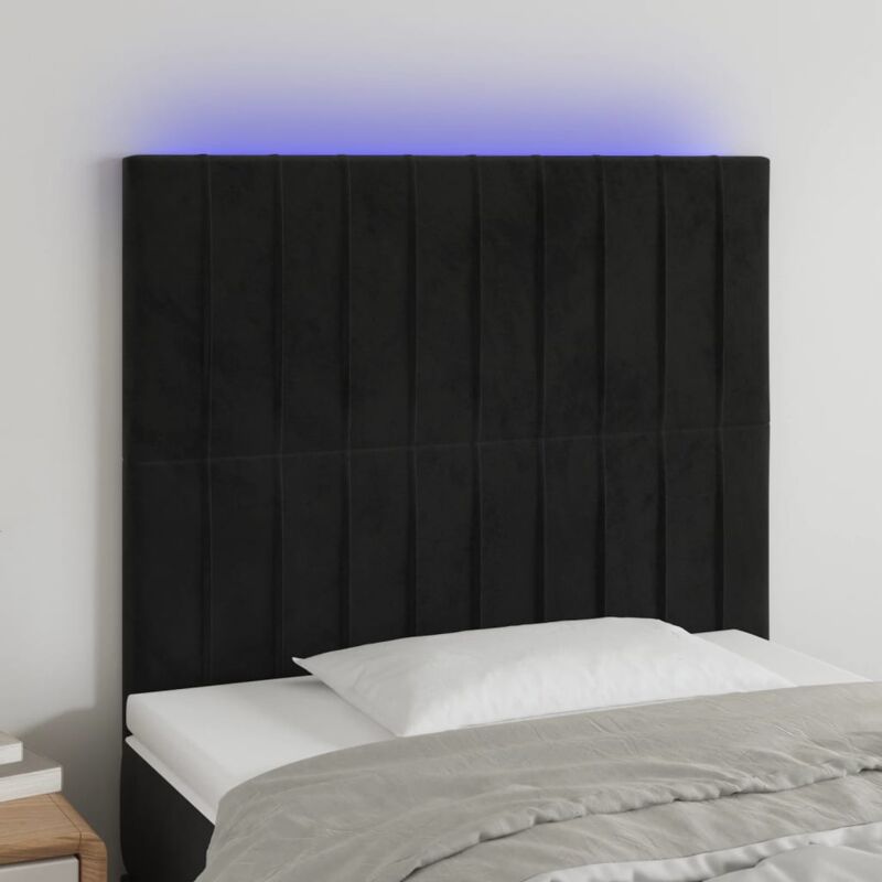 Testiera a led, Schienale del letto Nera 100x5x118/128 cm in Velluto vidaXL