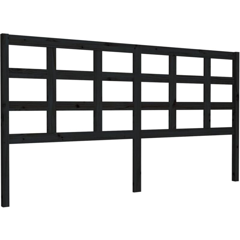 Testiera per Letto Nera 185,5x4x100cm in Legno Massello di Pino vidaXL - Nero