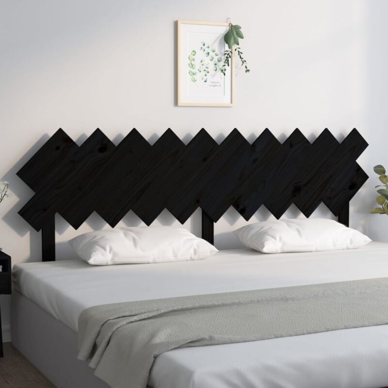 Maison du'Monde - Testiera per Letto Nera 196x3x80,5 cm in Legno - Zwart