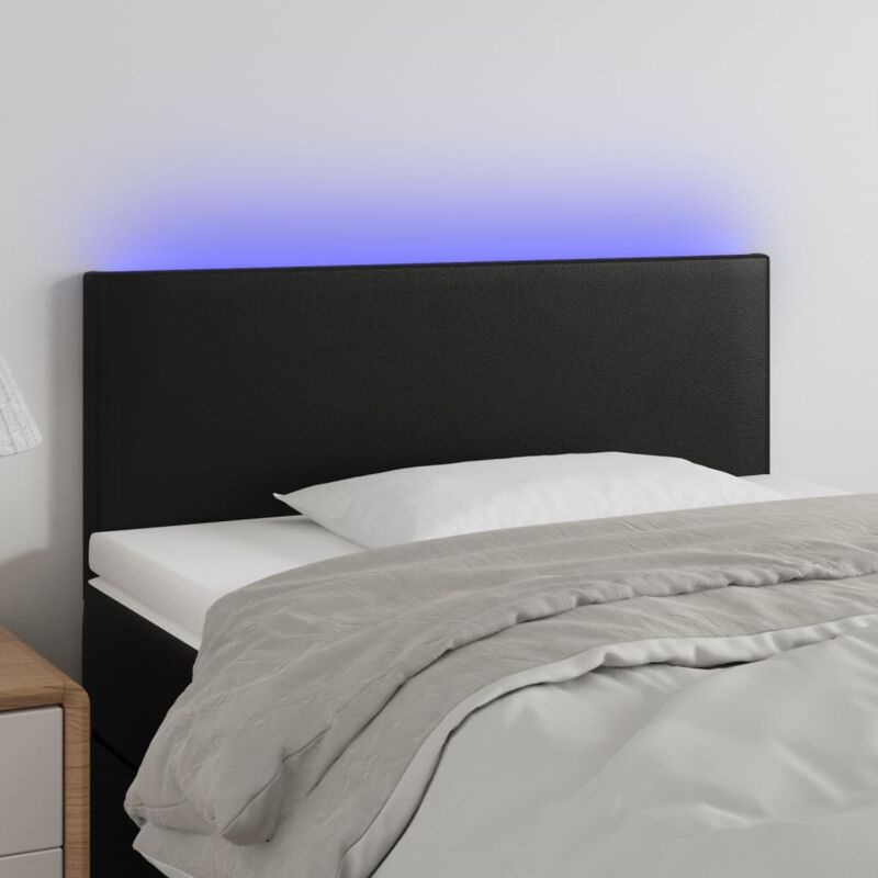 Maison du'Monde - Testiera Nera a led 80x5x78/88 cm in Similpelle - Zwart