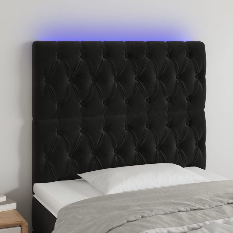 Testiera a led, Testiera per letto adulto Nera 100x7x118/128 cm in Velluto vidaXL 6113