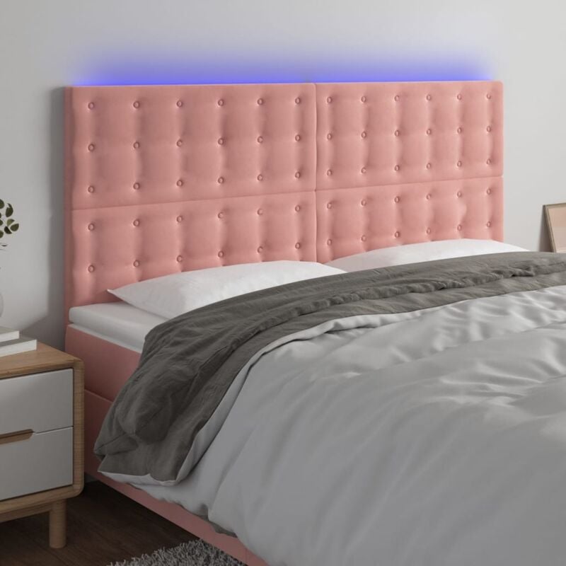 Testiera a led, Schienale del letto rosa 200x5x118/128 cm in Velluto vidaXL