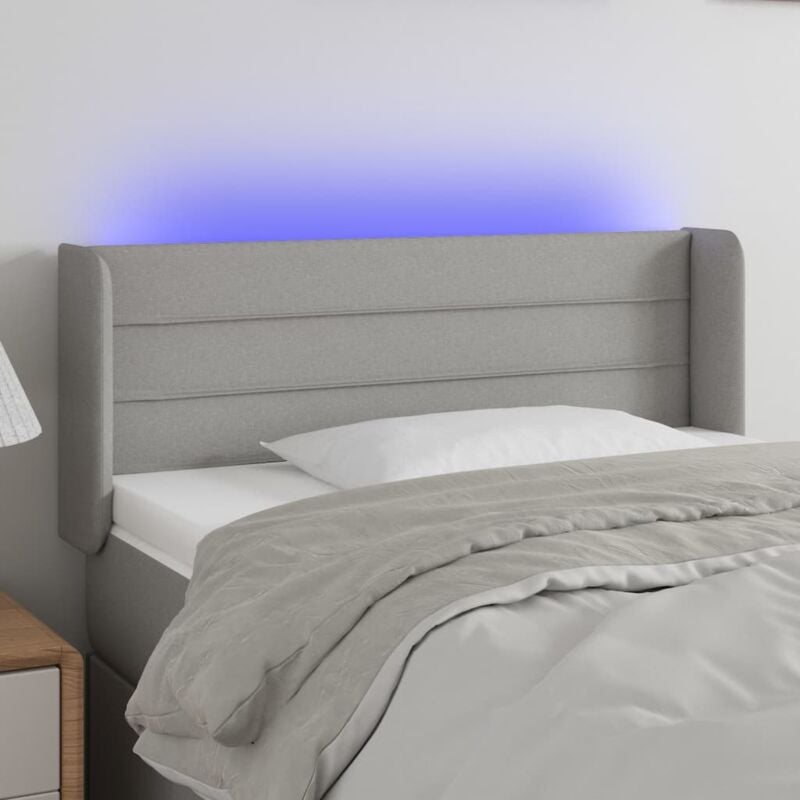 Testiera per Letto, Schienale del letto Grigio Chiaro a led 103x16x78/88 cm in Tessuto vidaXL