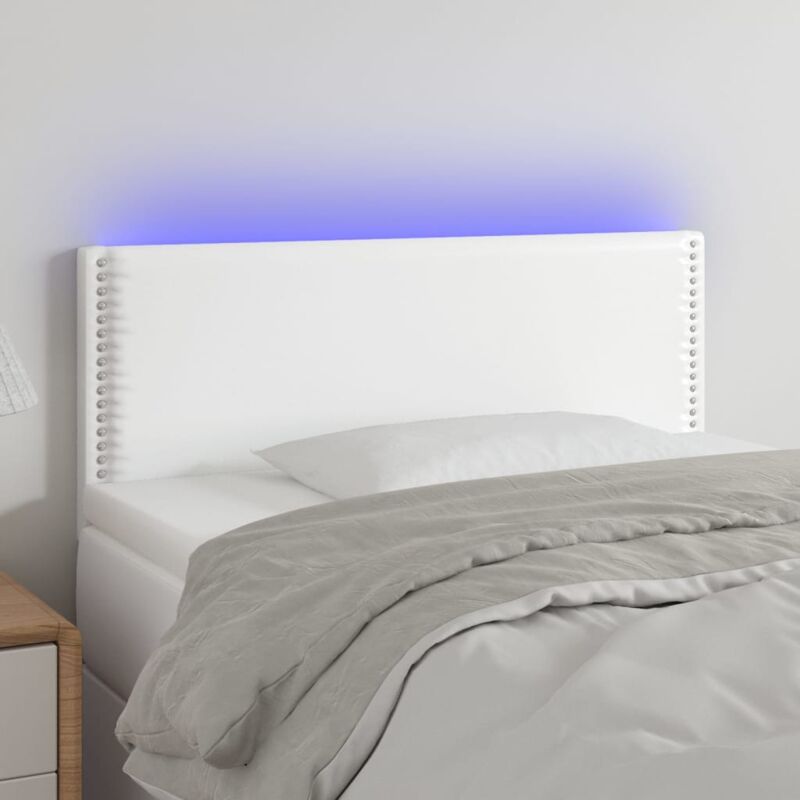 Testiera per Letto, Schienale del letto Bianca a led 80x5x78/88 cm in Similpelle vidaXL