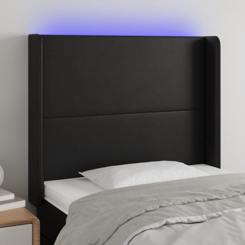 Testiera a led, Schienale del letto Nera 83x16x118/128 cm in Similpelle vidaXL