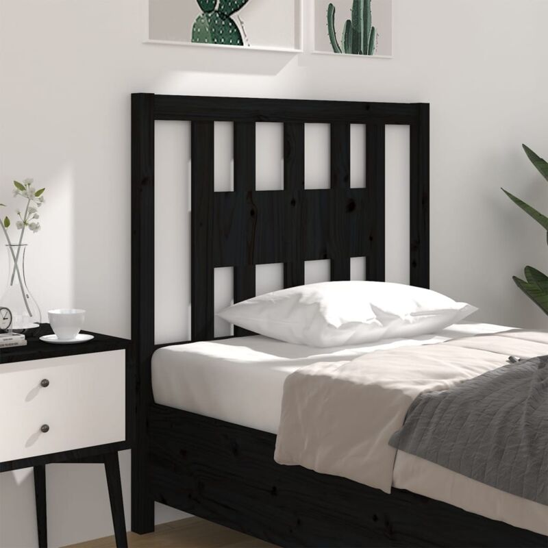 VidaXL Testiera per Letto Nera 81x4x100 cm in Legno Massello di Pino