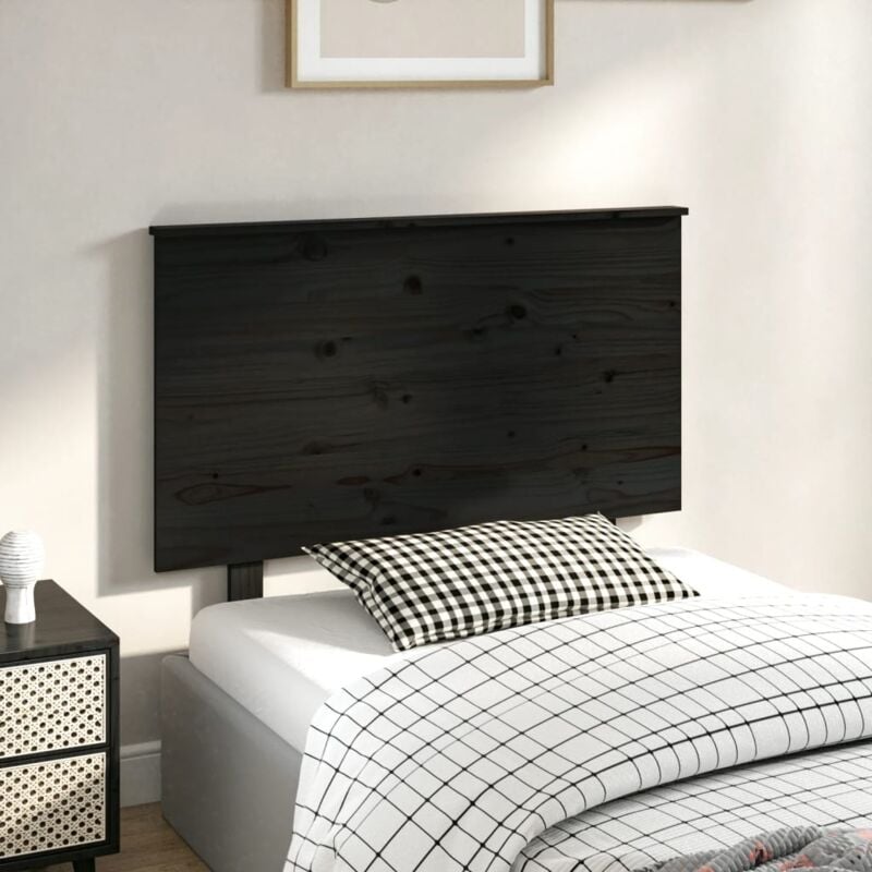 VidaXL Testiera per Letto Nera 94x6x82,5 cm in Legno Massello di Pino