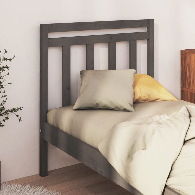 VidaXL Testiera per Letto Grigia 95x4x100 cm in Legno Massello di Pino