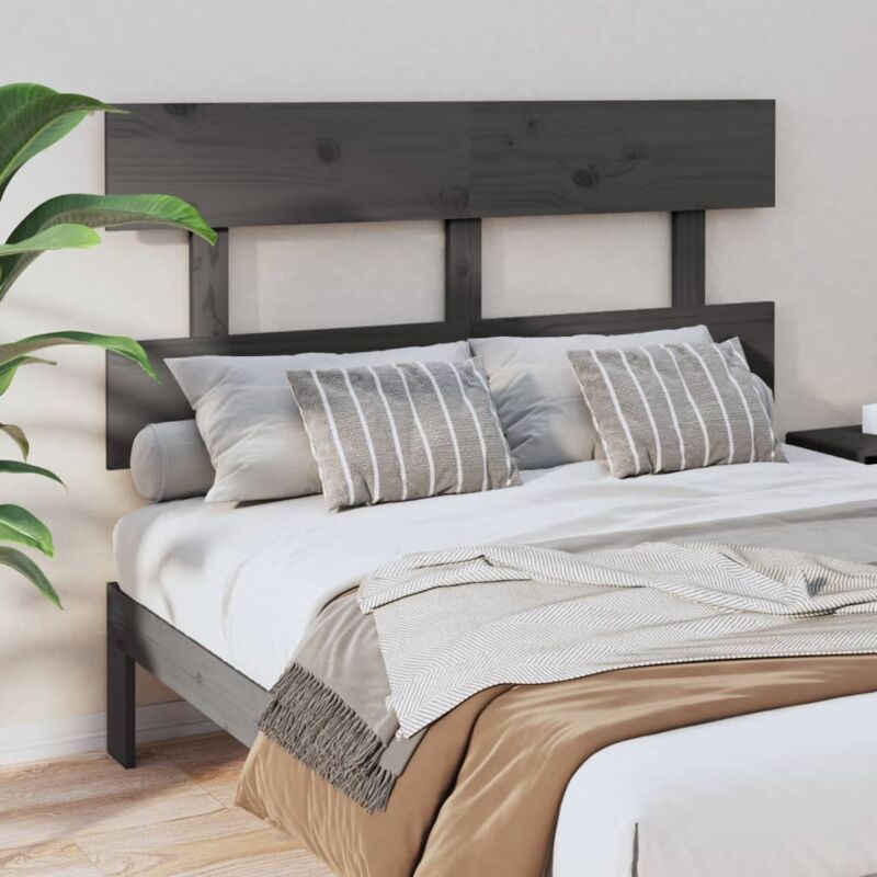 VidaXL Testiera per Letto Grigia 124x3x81 cm in Legno Massello di Pino