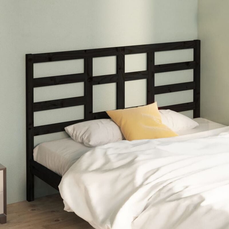 VidaXL Testiera per Letto Nera 146x4x104 cm in Legno Massello di Pino