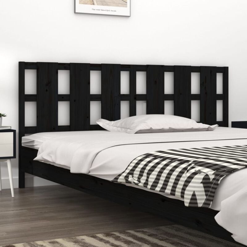 vidaXL Testiera per Letto Nera 205,5x4x100cm in Legno Massello di Pino