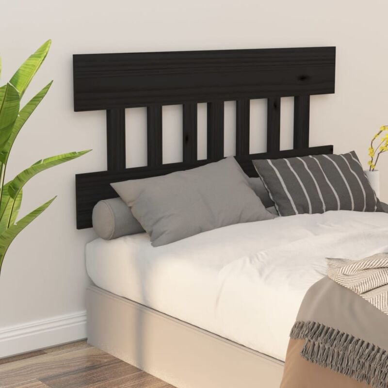 vidaXL Testiera per Letto Nera 203,5x3x81 cm in Legno Massello di Pino