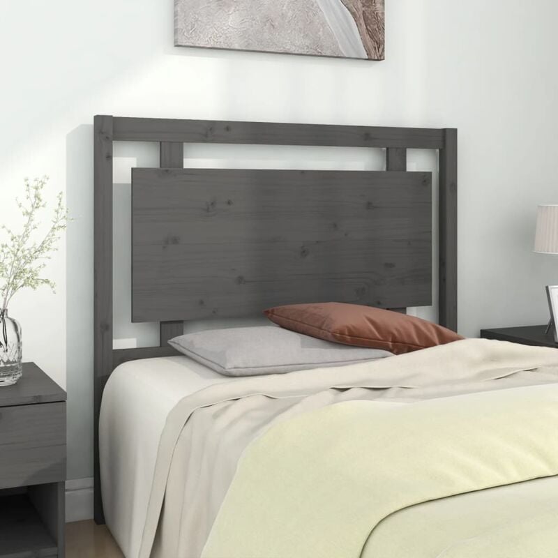 Testiera Letto, Schienale del letto Grigia 105, 5x4x100 cm in Legno Massello di Pino vidaXL