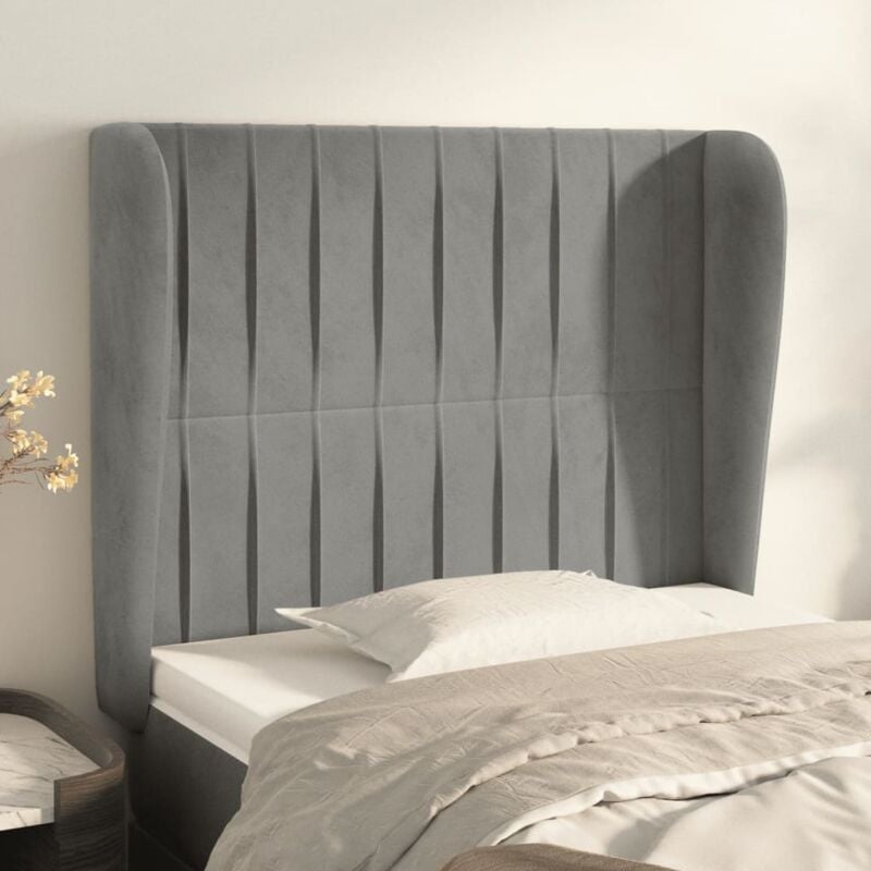 Testiera ad Orecchio, Schienale del letto Grigio Chiaro 93x23x118/128 cm in Velluto vidaXL