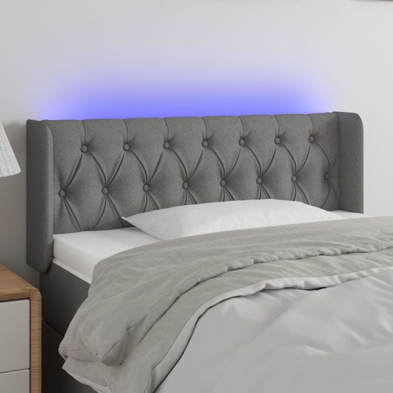 Testiera a led, Schienale del letto Grigio Scuro 103x16x78/88 cm in Tessuto vidaXL