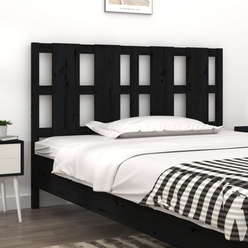 vidaXL Testiera per Letto Nera 145,5x4x100cm in Legno Massello di Pino