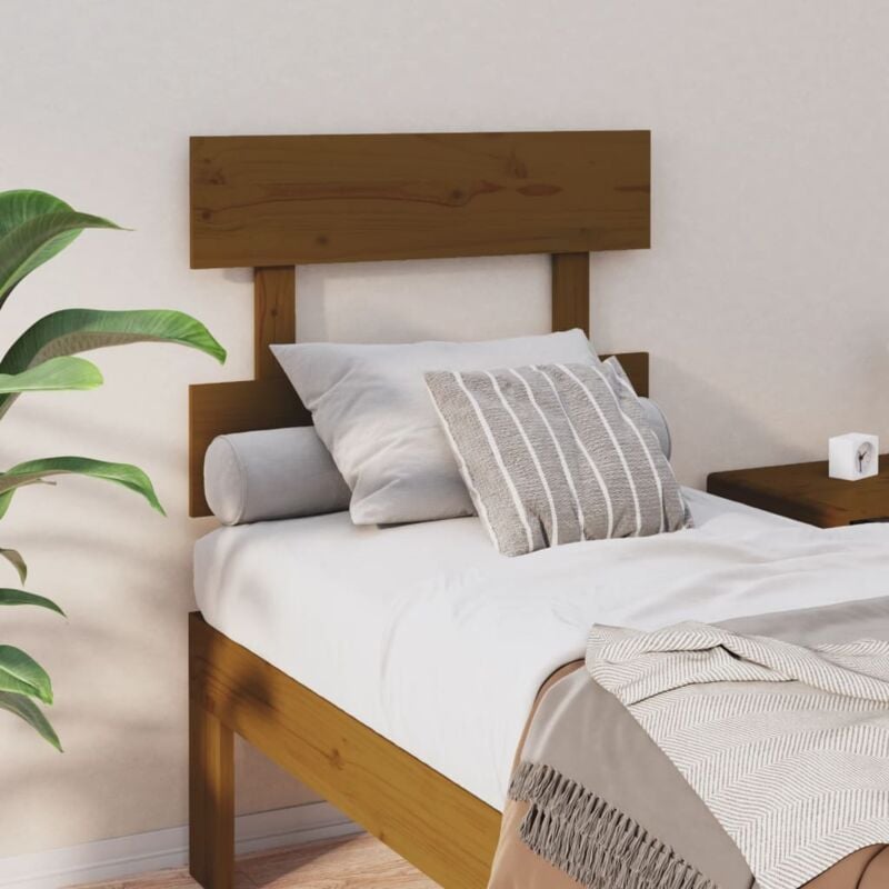 vidaXL Testiera per Letto ambra 93,5x3x81 cm in Legno Massello di Pino