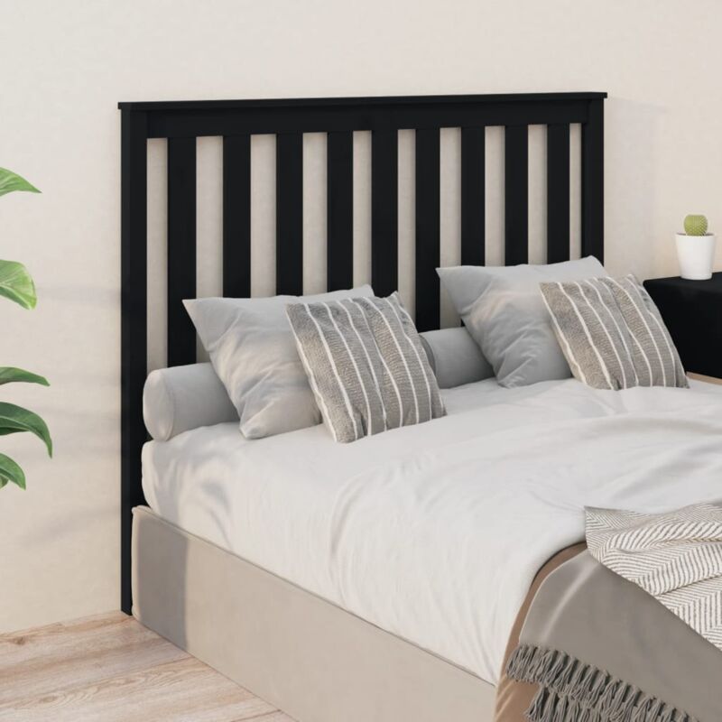 Testiera per Letto, Schienale del letto Nera 146x6x101 cm in Legno Massello di Pino vidaXL