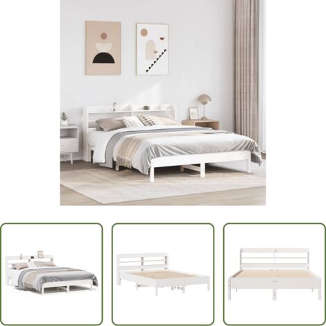 Testiera per letto -  Letto senza Materasso Bianco 140x190 cm Legno Massello di Pino