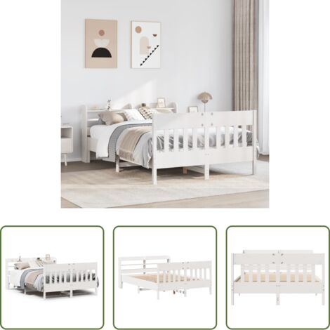 Testiera per letto -  Letto senza Materasso Bianco 140x190 cm Legno Massello di Pino