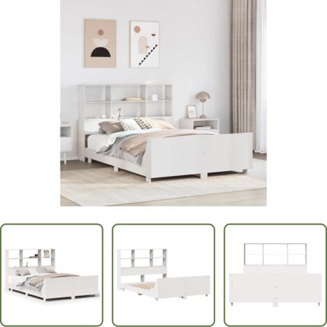 Testiera per letto -  Letto senza Materasso Bianco 140x190 cm Legno Massello di Pino