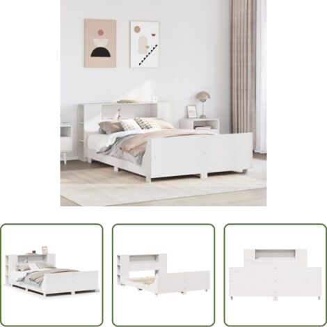 Testiera per letto -  Letto senza Materasso Bianco 140x190 cm Legno Massello di Pino