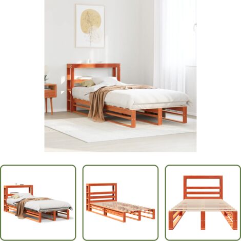 Testiera per letto -  Letto senza Materasso Marrone Cera 100x200 cm in Legno di Pino