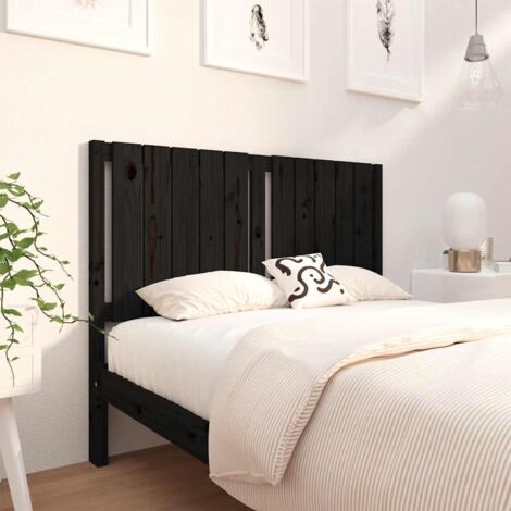 Testiera per Letto Nera 125,5x4x100cm in Legno Massello di Pino vidaXL