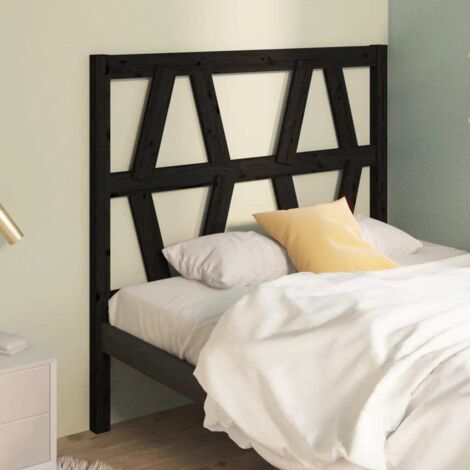 Testiera per Letto Nera 96x4x100 cm in Legno Massello di Pino vidaXL