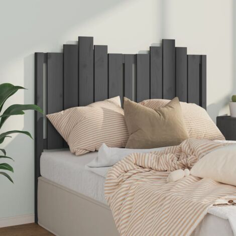 LES TENDANCES vidaXL Testiera per Letto Grigia 126x4x110cm in Legno Massello di Pino