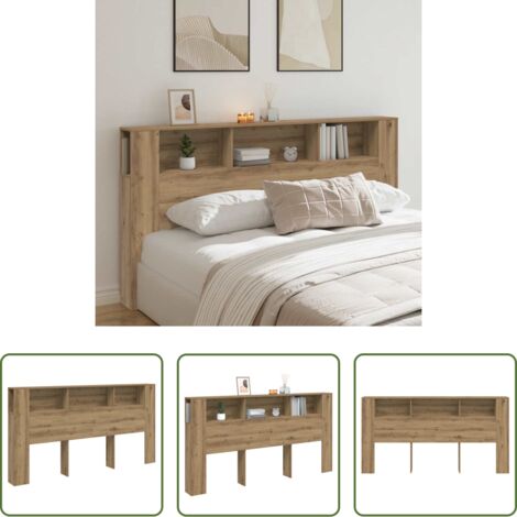 Testiera per letto - Testata Contenitore Rovere Artigianale 200x18,5x102,5Truciolato