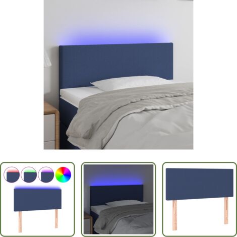 Testiera per letto -  Testiera a LED Blu 100x5x78/88 cm in Tessuto