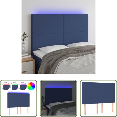 Testiera per letto -  Testiera a LED Blu 144x5x118/128 cm in Tessuto