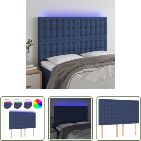 Testiera per letto -  Testiera a LED Blu 144x5x118/128 cm in Tessuto