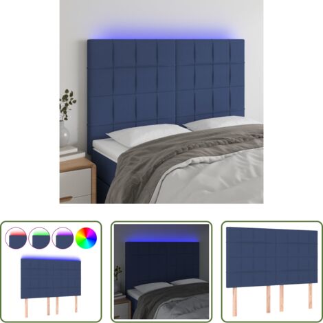 Testiera per letto -  Testiera a LED Blu 144x5x118/128 cm in Tessuto