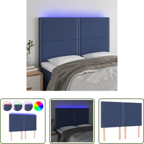 Testiera per letto -  Testiera a LED Blu 144x5x118/128 cm in Tessuto