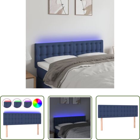 Testiera per letto -  Testiera a LED Blu 144x5x78/88 cm in Tessuto