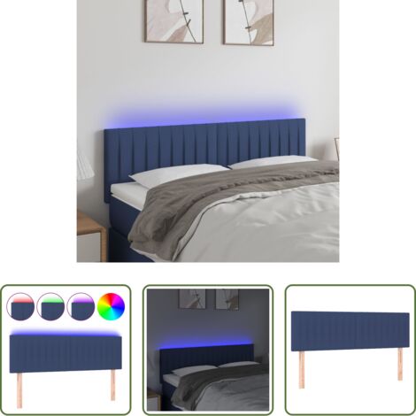 Testiera per letto -  Testiera a LED Blu 144x5x78/88 cm in Tessuto