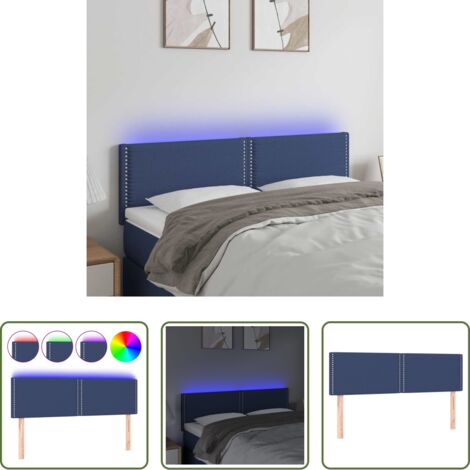 Testiera per letto -  Testiera a LED Blu 144x5x78/88 cm in Tessuto