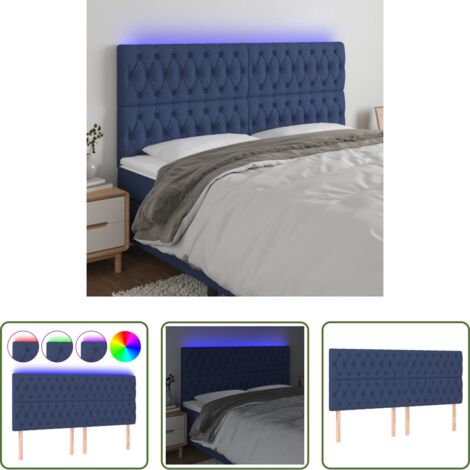 Testiera per letto -  Testiera a LED Blu 200x7x118/128 cm in Tessuto