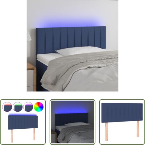 Testiera per letto -  Testiera a LED Blu 90x5x78/88 cm in Tessuto