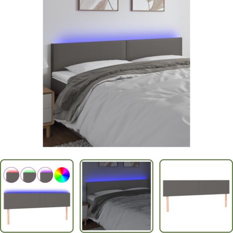 Testiera per letto -  Testiera a LED Grigio 160x5x78/88 cm in Similpelle