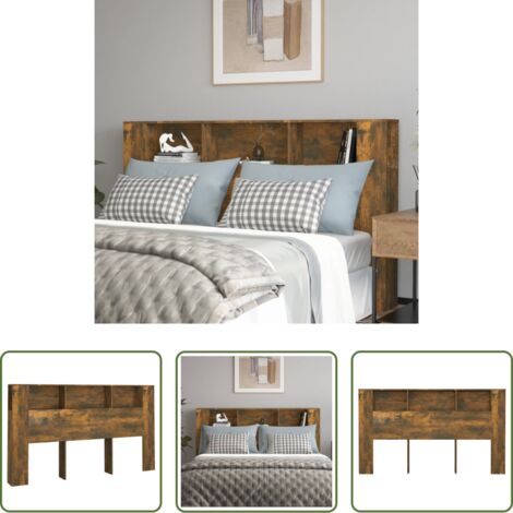 Testiera per letto -  Testiera con Scomparti Rovere Fumo 180x18,5x104,5 cm