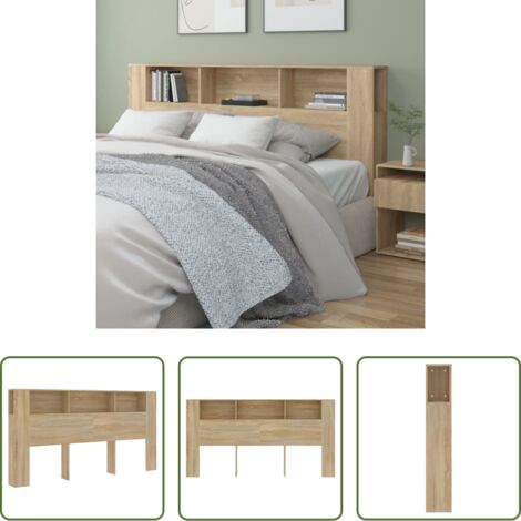 Testiera per letto -  Testiera con Scomparti Rovere Sonoma 200x18,5x104,5 cm