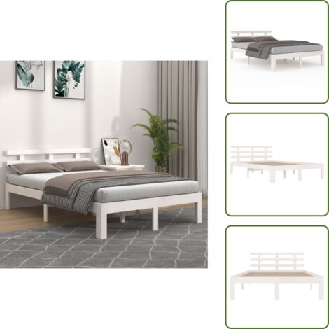 Testiera per letto - vidaXL Giroletto Bianco in Legno Massello 120x200 cm - Letto moderno