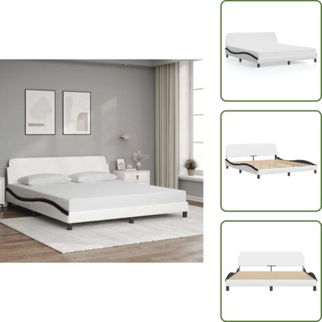 Testiera per letto - vidaXL Giroletto Dover Bianco e Nero 180x200 cm in Similpelle - Letto con gambe