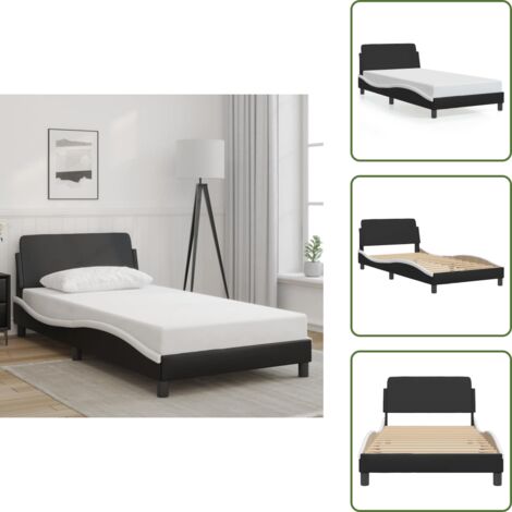 Testiera per letto - vidaXL Giroletto Dover Nero e Bianco 100x200 cm in Similpelle - Letto con gambe