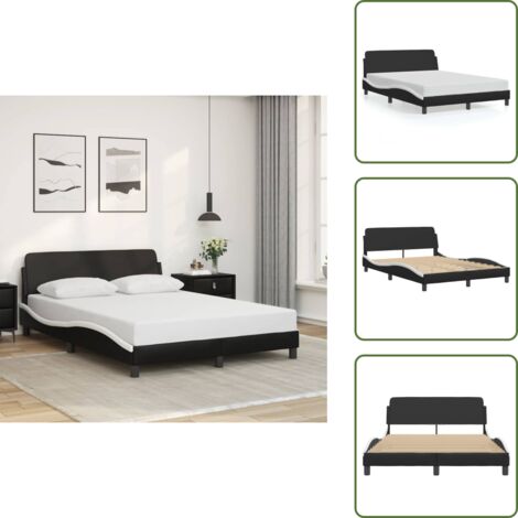 Testiera per letto - vidaXL Giroletto Dover Nero e Bianco 140x200 cm in Similpelle - Letto con gambe